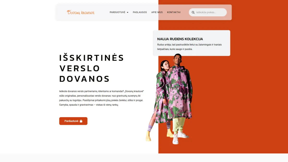 Dovanukrautuve.lt svetainės ekrano nuotrauka