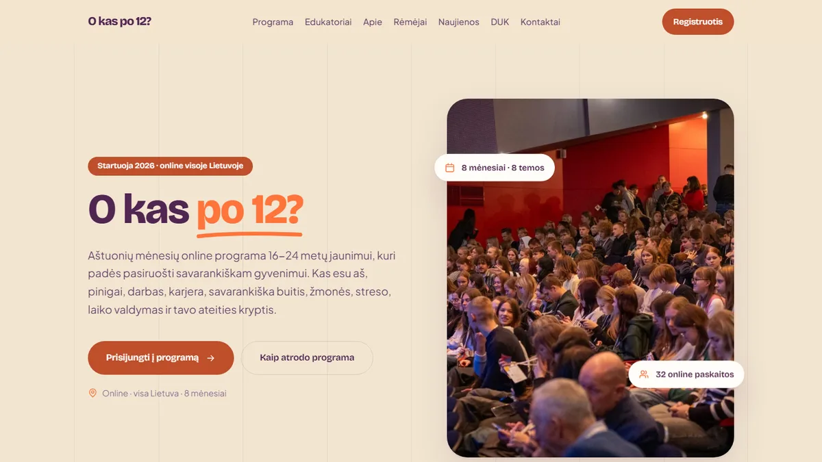 Okaspo12.lt svetainės ekrano nuotrauka